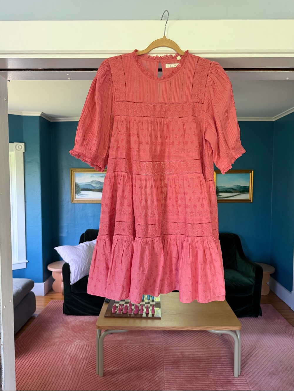 Doen NWOT Pink Eyelet Babydoll Dress medium